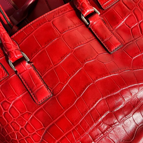 MICHAEL KORS Red Embossed Tote - Picture 9 of 11